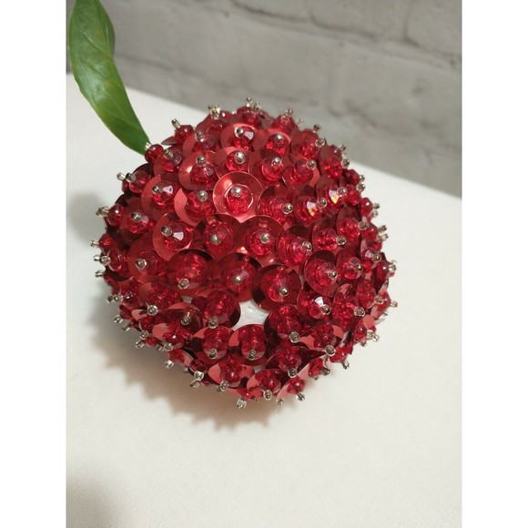 Vintage Push Pin Sequined Apple & Orange Christmas Fruit Decorations - Picture 6 of 6